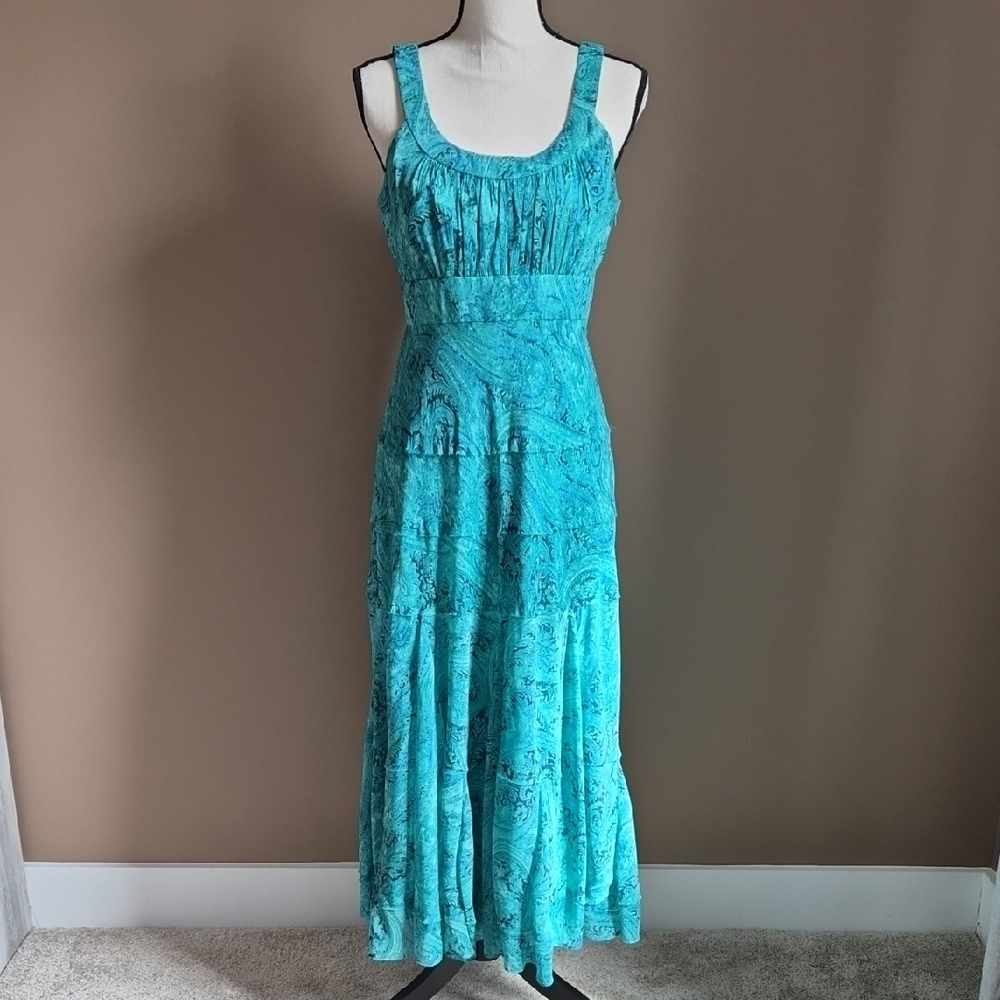 Jones New York Turquoise Paisley Flowy Maxi Dress